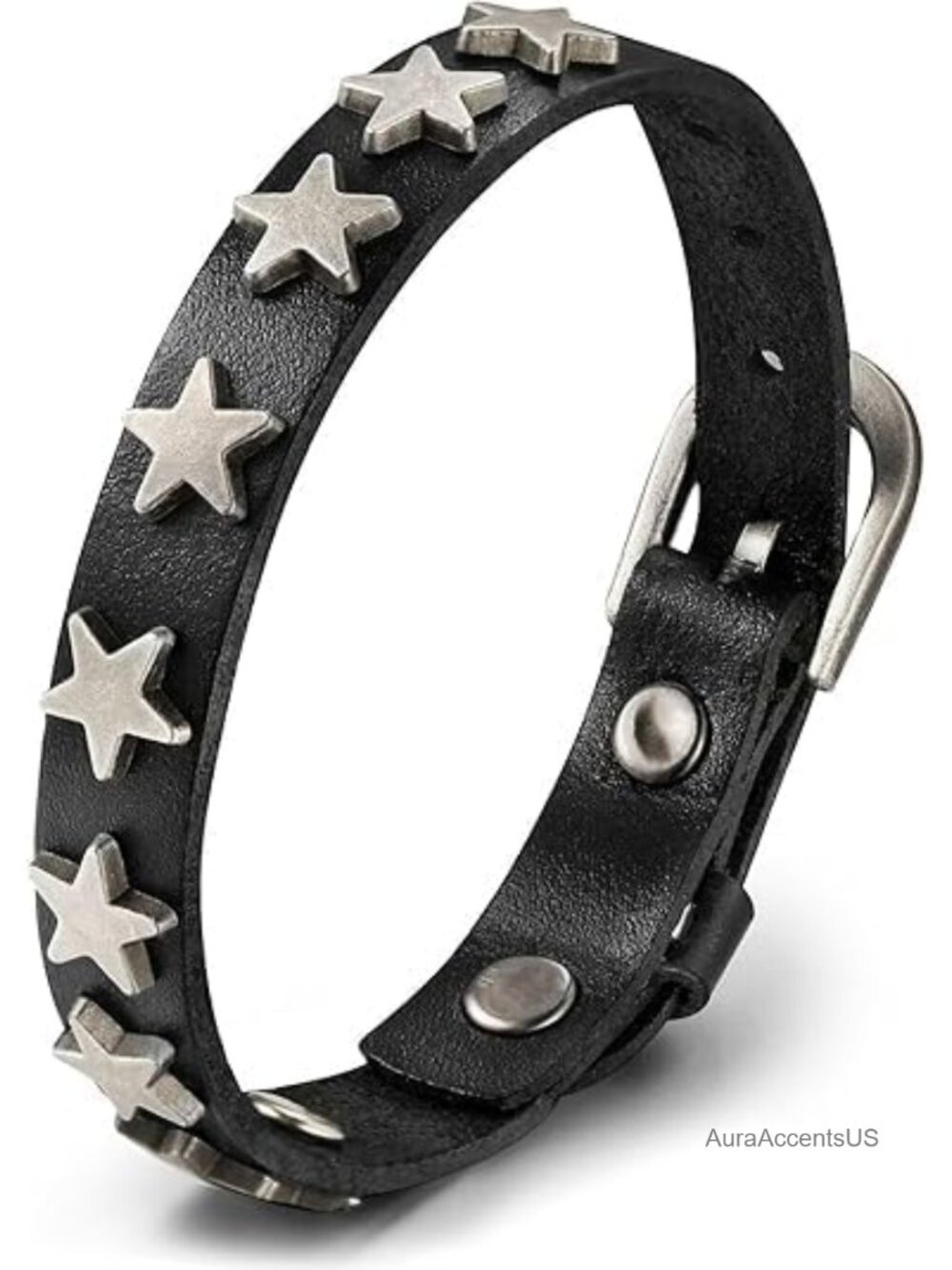 Gothic Pentagram Studded Leather Cuff Bracelet Punk Star